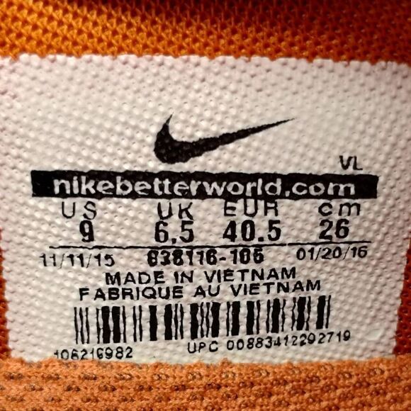 Nike Texas Longhorns Lunar Control 4 Golf Shoes Womens Size 9 White Orange - Picture 9 of 9